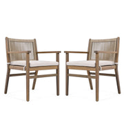 Outdoor Acacia Wood Patio Dining Armchair (Set of 2)