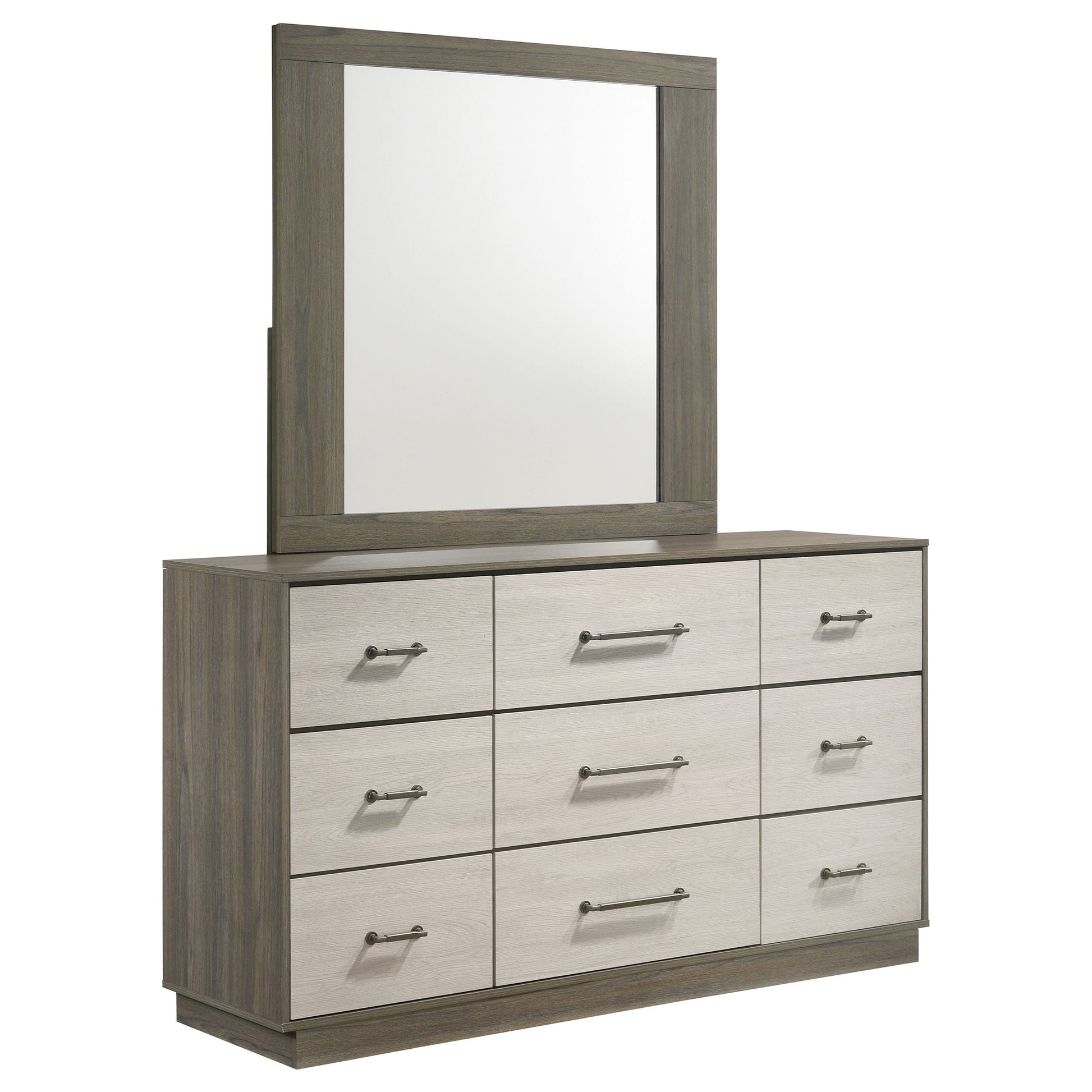 Coaster Fine Furniture Fenwick - 9-Drawer Dresser With Mirror - Gray Oak | Meri Furniture