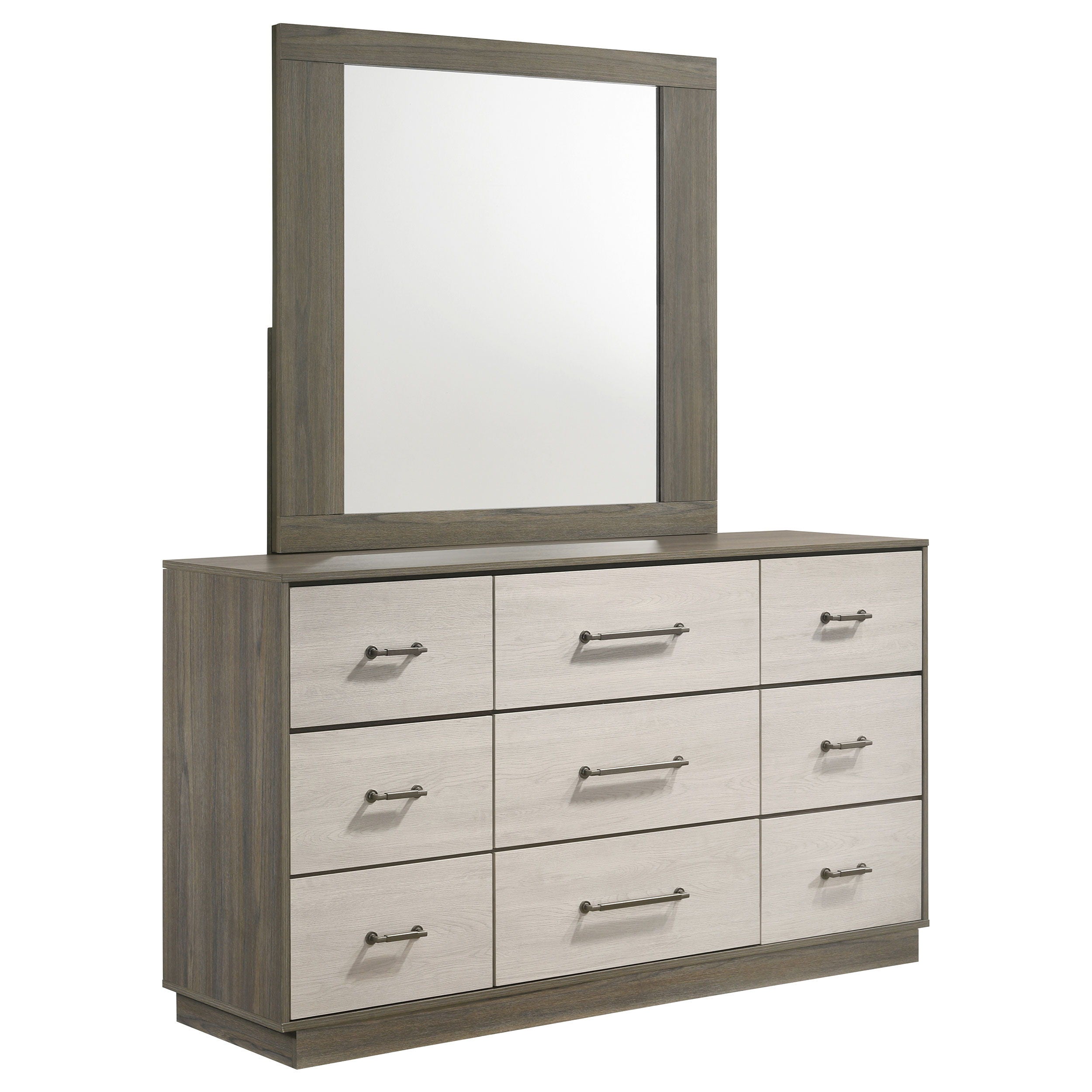 Coaster Fine Furniture Fenwick - 9-Drawer Dresser With Mirror - Gray Oak | Meri Furniture