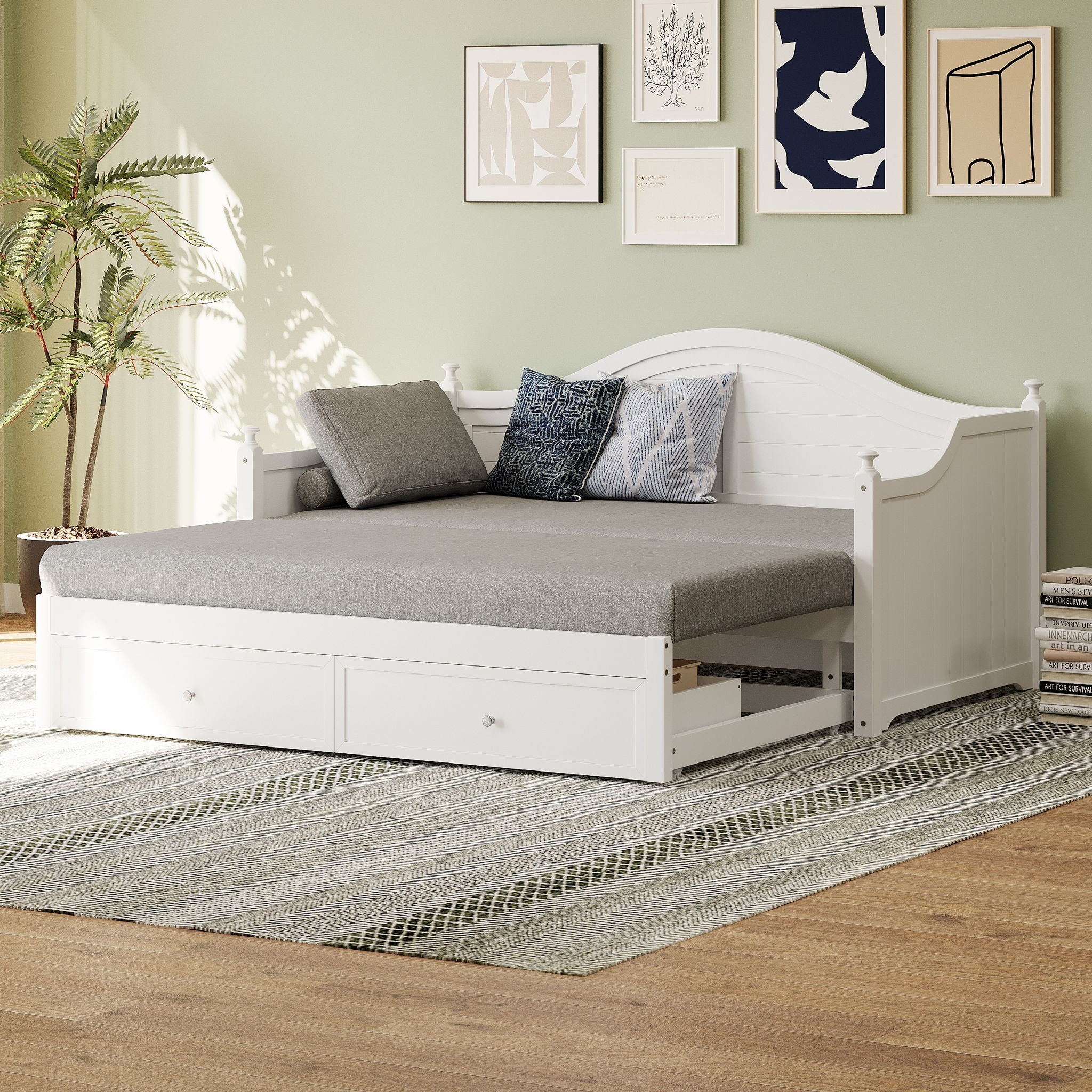 Daybed With Extendable Trundle And Storage Drawers
