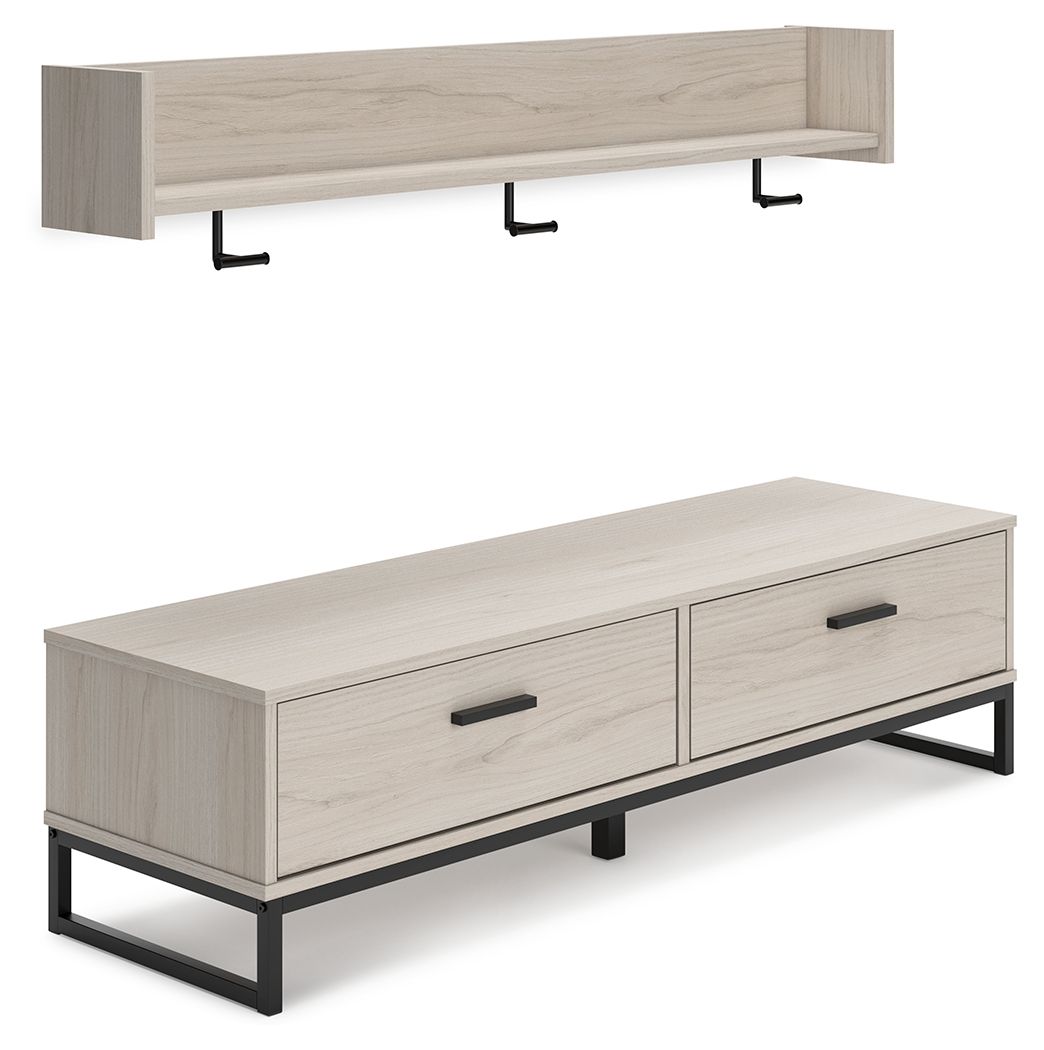 Signature Design by Ashley® Socalle - Natural - Bench With Coat Rack | Meri Furniture
