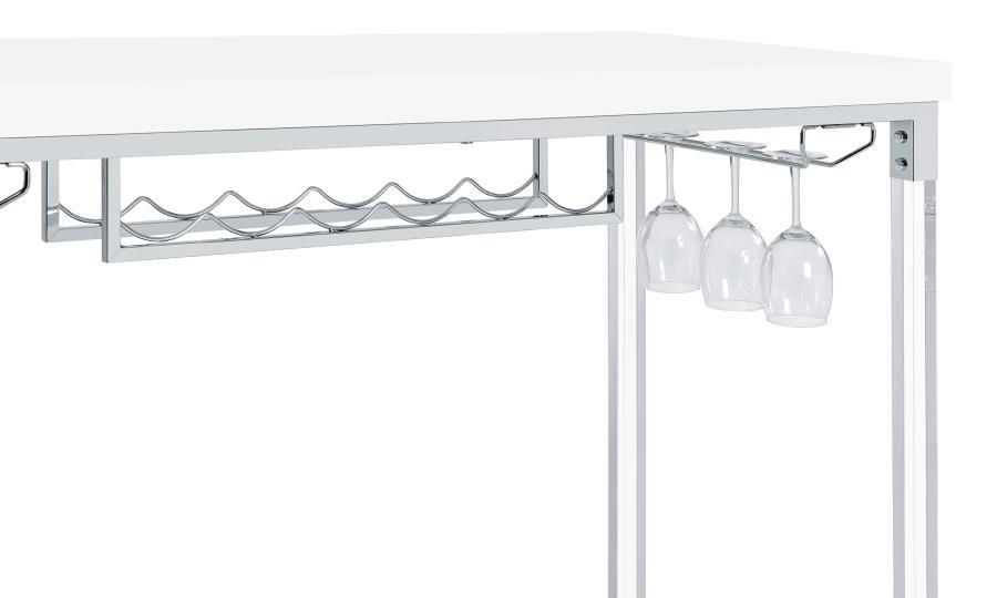 Norcrest - Acrylic Leg Bar Table - White High Gloss