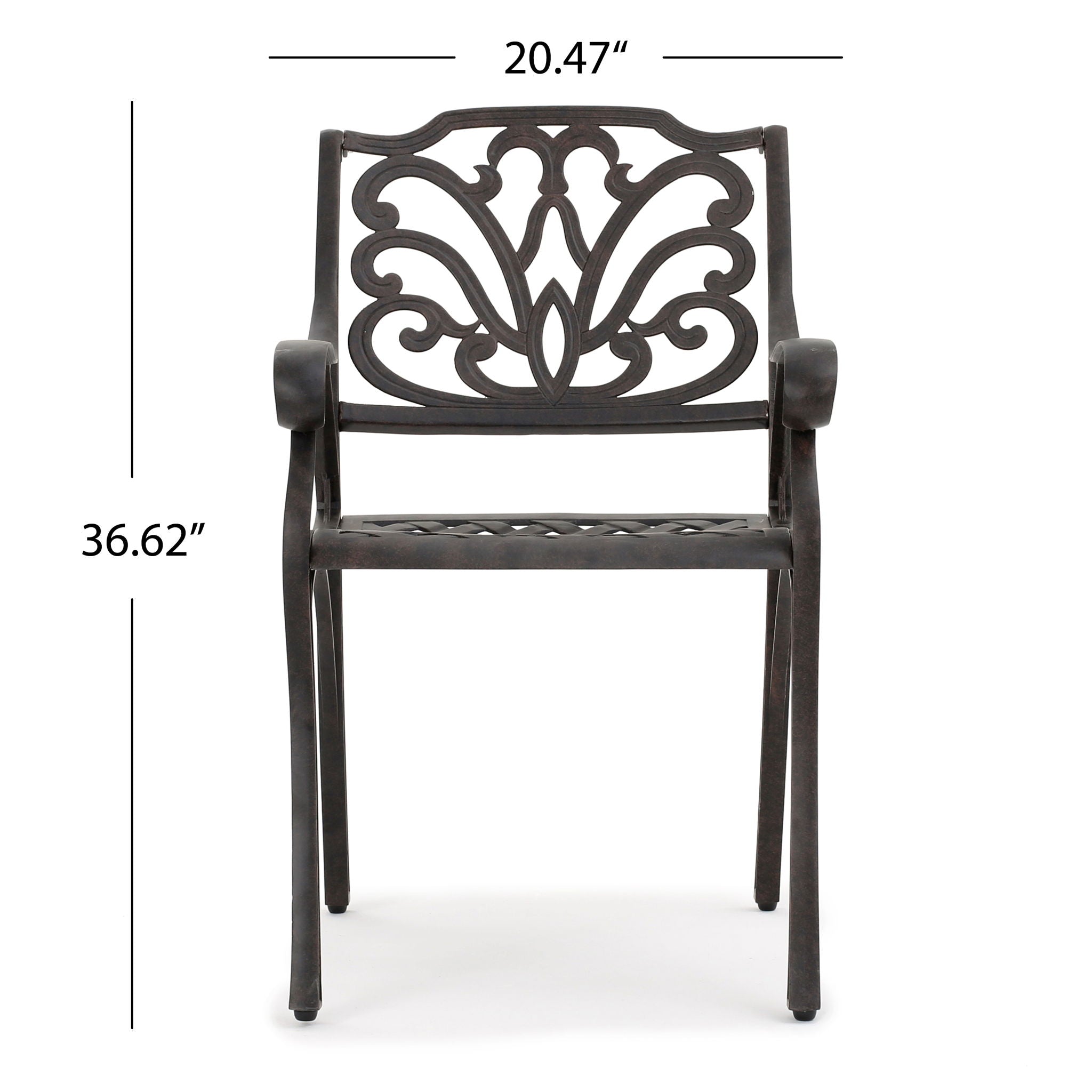 Patio Cast Aluminum Outdoor Dining Chairs (Set of 2) - Bronze