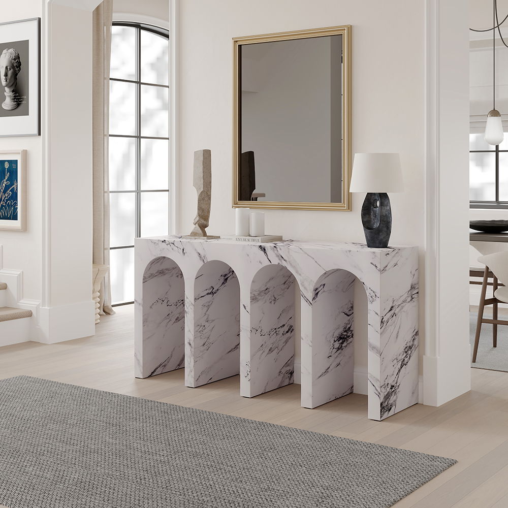 ACME Fritzy - Console Table - Engineered Stone Finish | Meri Furniture