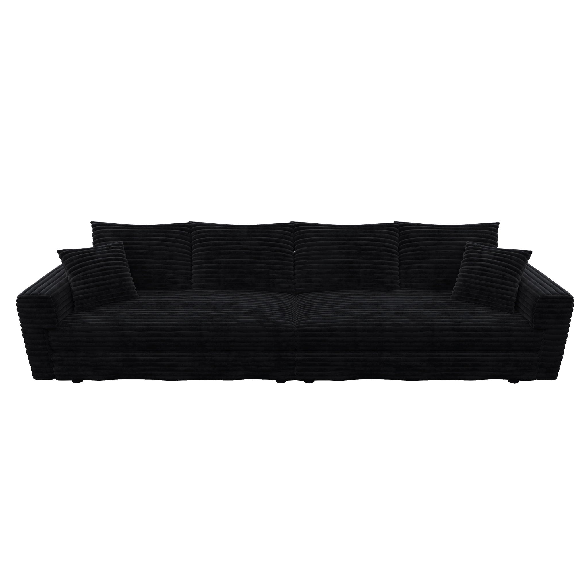 Plush Corduroy 4 Seat Sofa, Modern Comfy Upholstered Sofa Cloud Couch, Deep Seat Couches With Soft Pillows