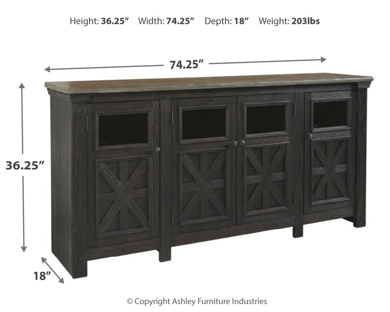Ashley Furniture Tyler - Black / Gray - Extra Large TV Stand | Meri Furniture