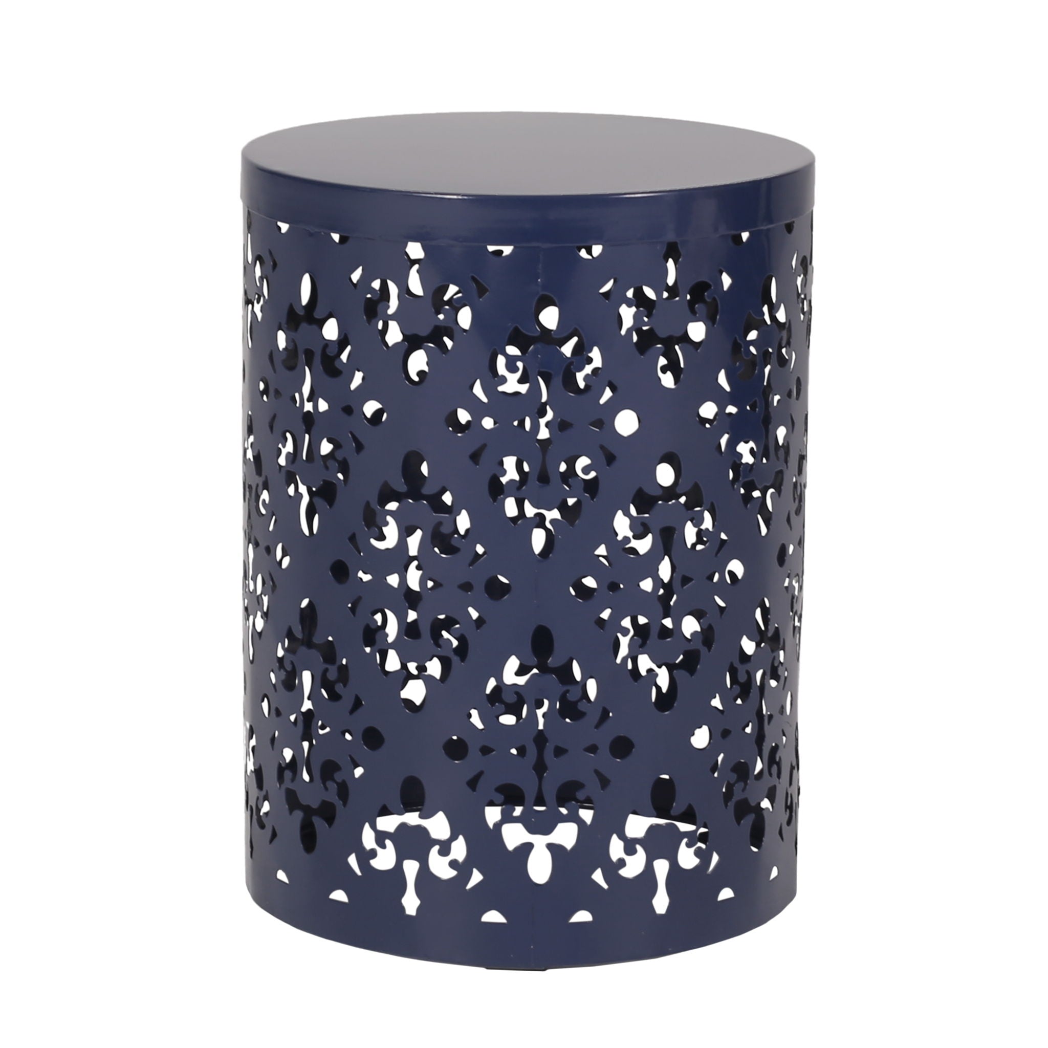 Modern Iron Cut Design End Table (Set of 2) - Navy Blue
