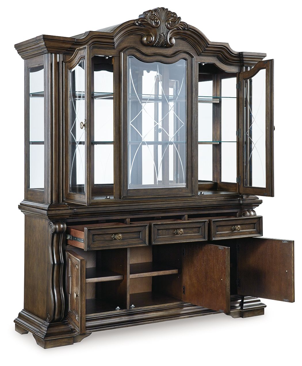 Signature Design by Ashley® Maylee - Dark Brown - Dining Buffet And Hutch | Meri Furniture