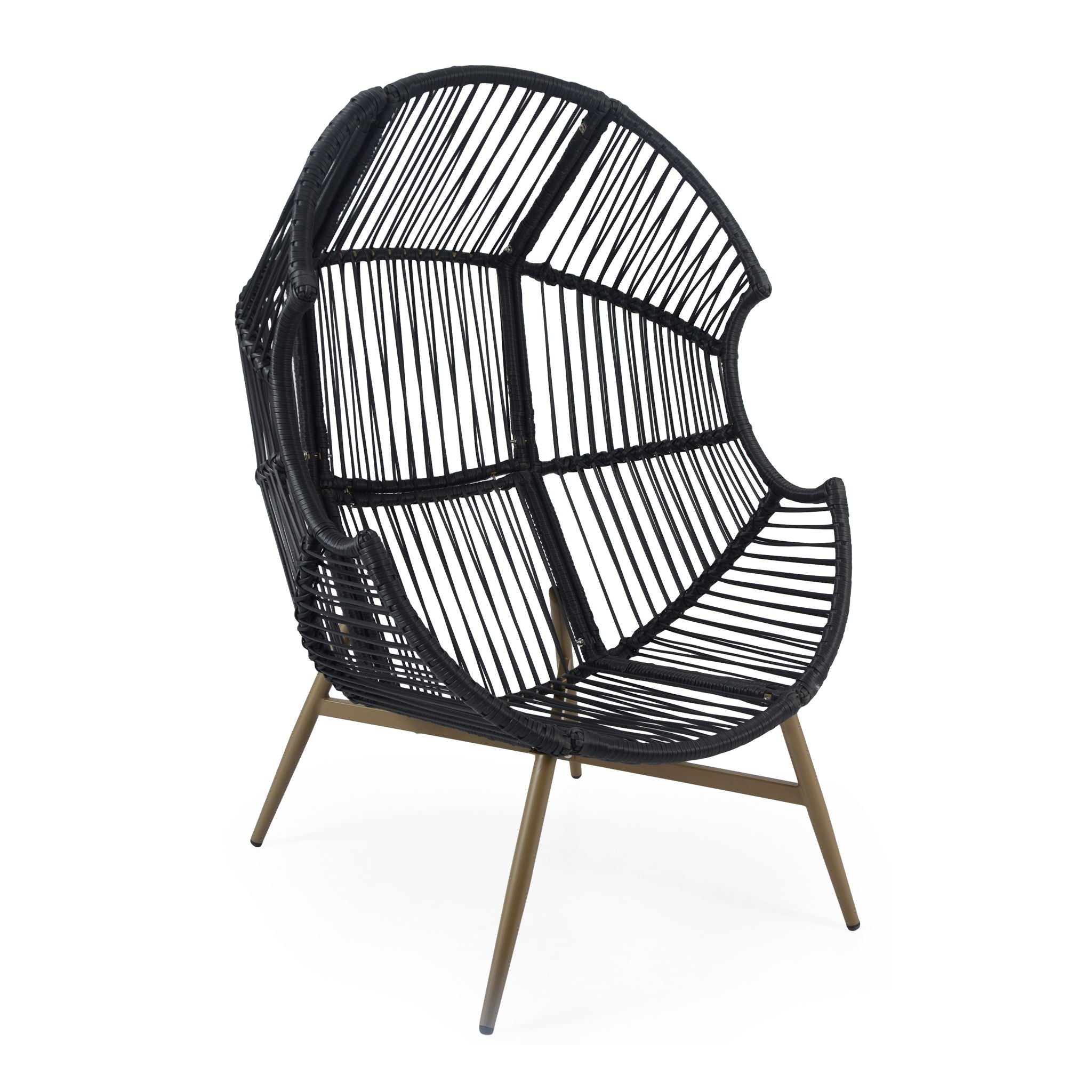 Cori - Outdoor Patio Egg Chair, With Cushion - Black / Khaki