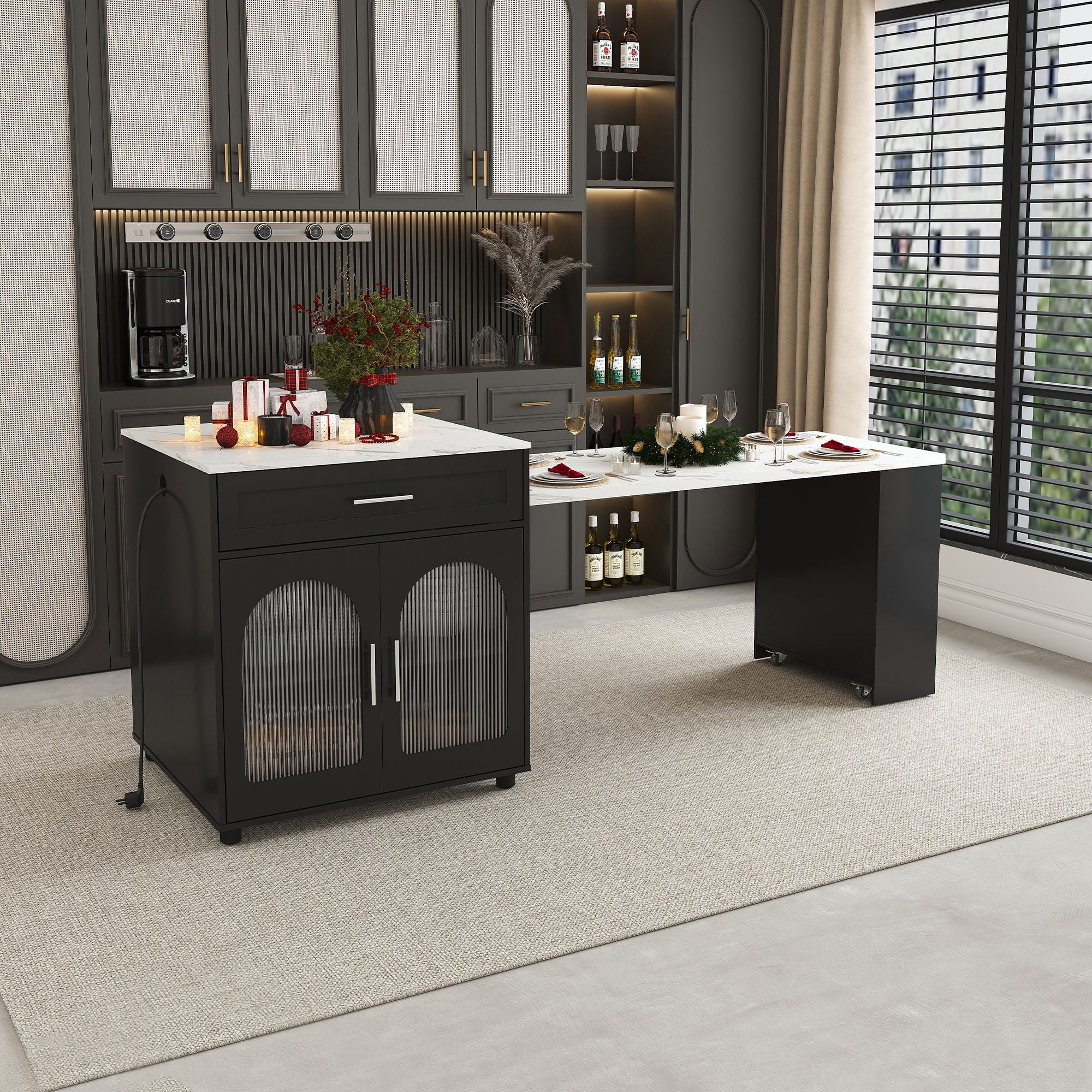 Expandable Kitchen Island With Power Outlet