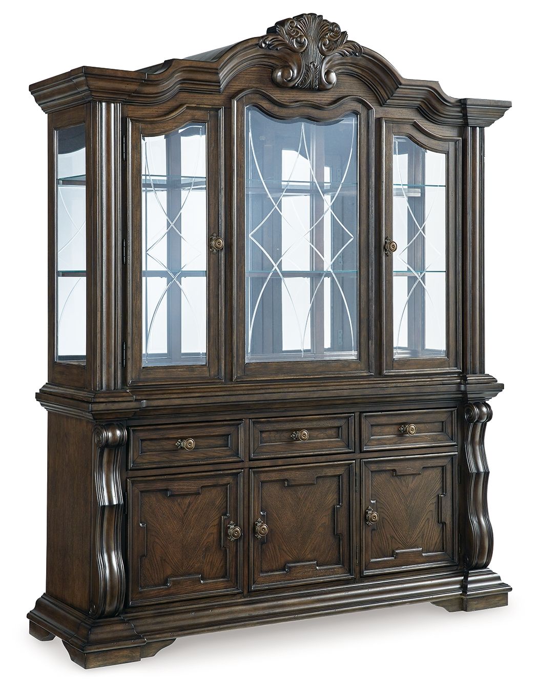 Signature Design by Ashley® Maylee - Dark Brown - Dining Buffet And Hutch | Meri Furniture