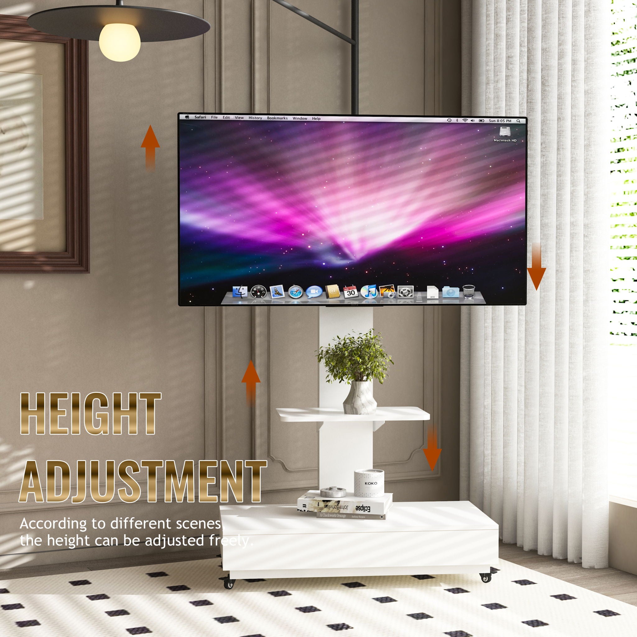 Adjustable Height Mobile TV Cart