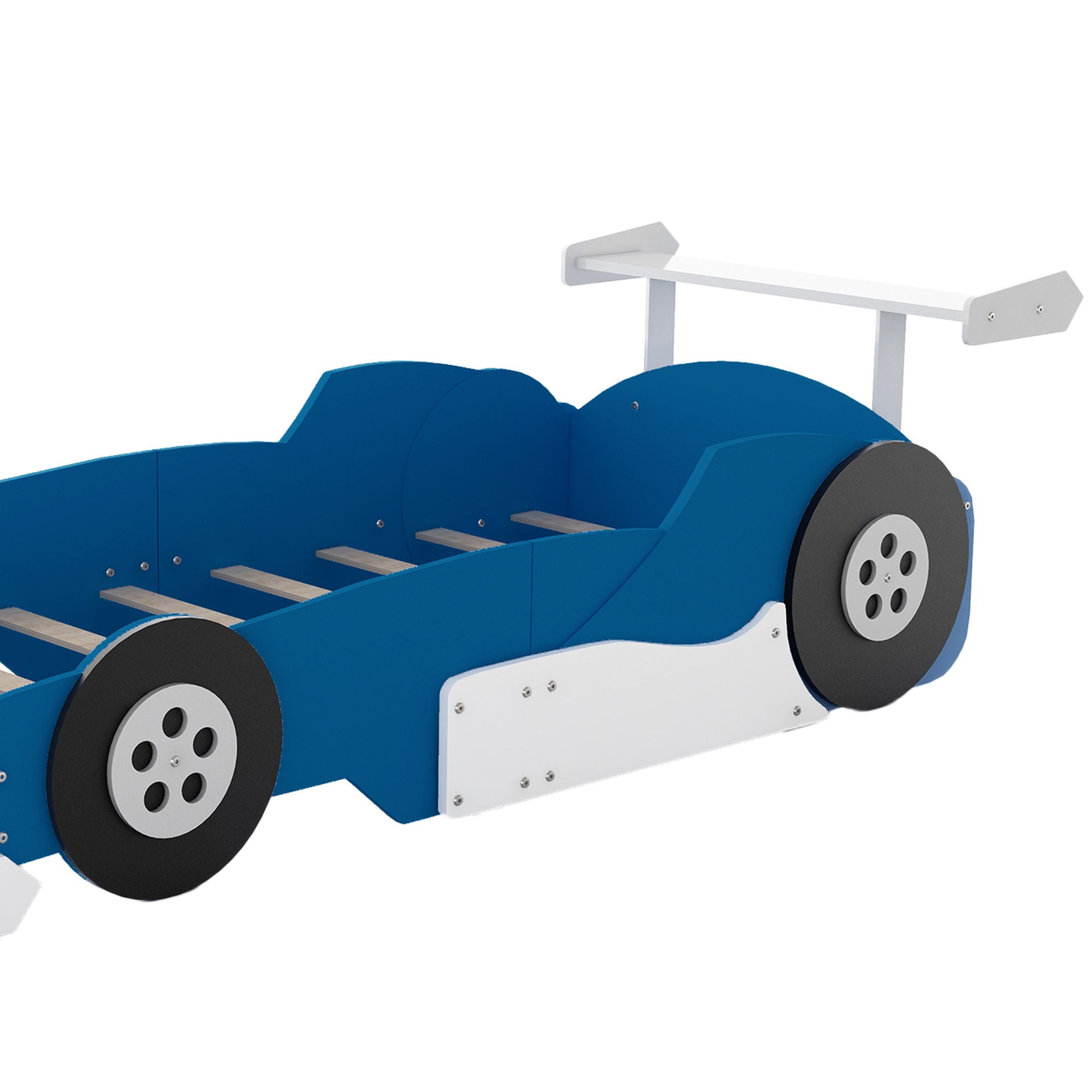 Race Car-Shaped Platform Bed With Wheels