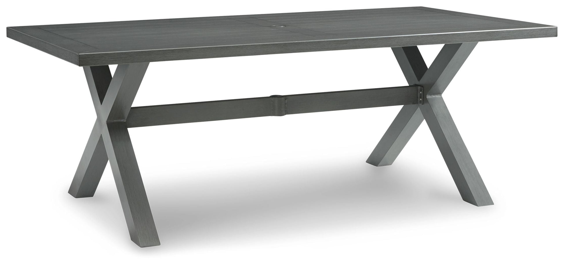 Signature Design by Ashley® Elite Park - Gray - Rect Dining Table W/Umb Opt | Meri Furniture