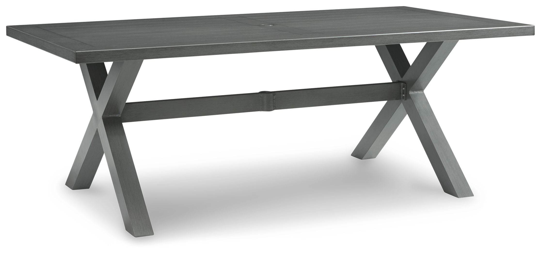 Signature Design by Ashley® Elite Park - Gray - Rect Dining Table W/Umb Opt | Meri Furniture