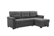 Lucca 84"W Gray Fabric Reversible Sectional Sleeper Sofa Chaise with Storage