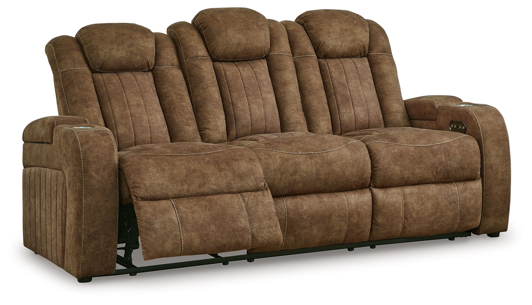 Signature Design by Ashley® Wolfridge - Brindle - 2 Pc. - Power Reclining Sofa, Power Reclining Loveseat With Console | Meri Furniture
