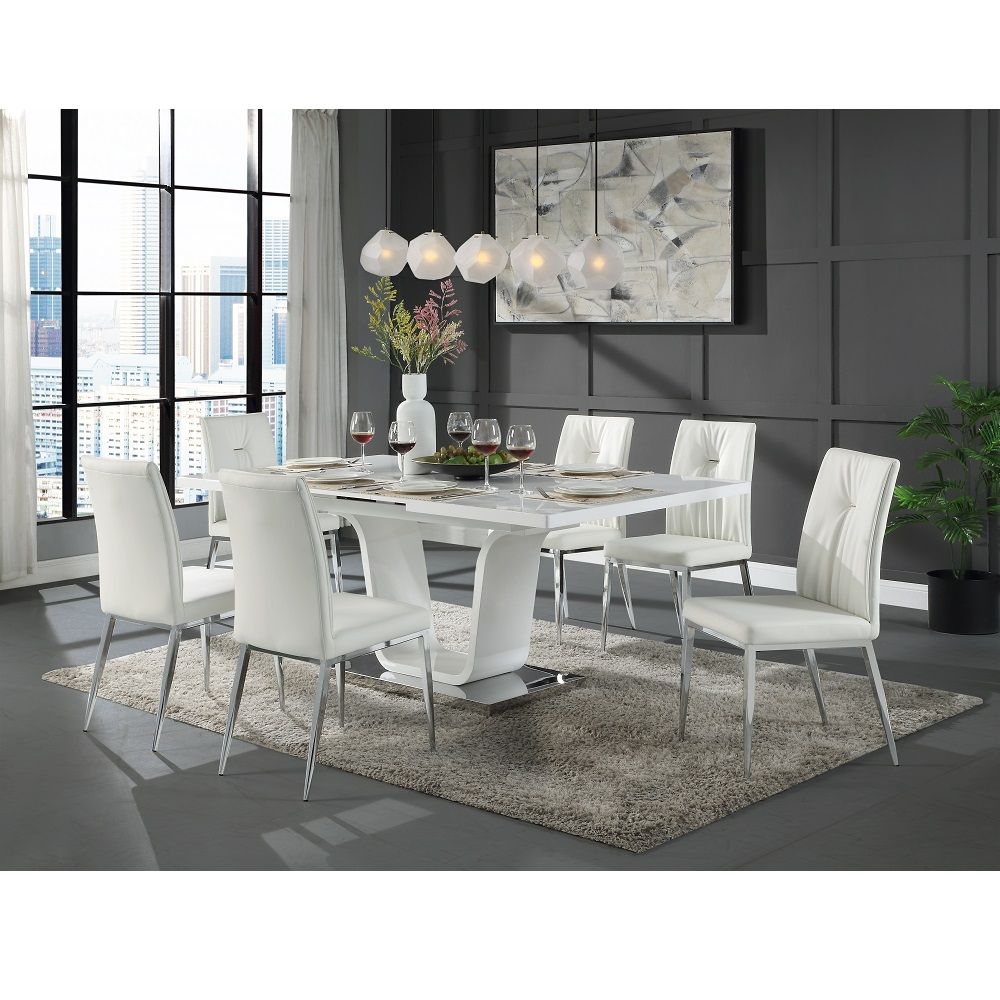 Kamaile - Dining Table With Leaf - White High Gloss