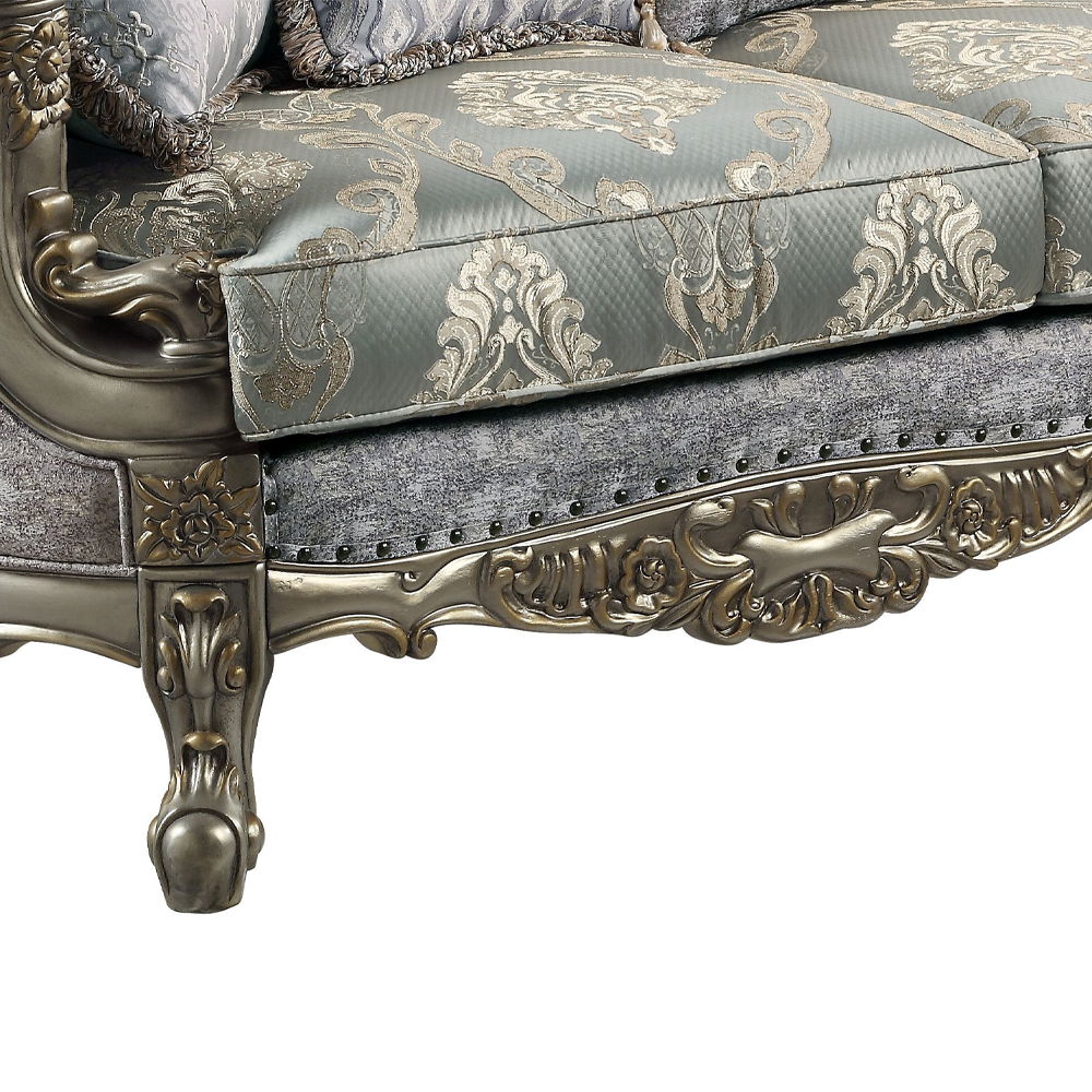 Miliani - Loveseat With 3 Pillows - Fabric & Antique Bronze