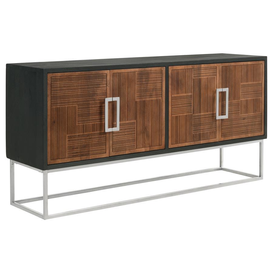 Coaster Fine Furniture Borman - 4 Door Wood Accent Cabinet - Walnut And Black | Meri Furniture