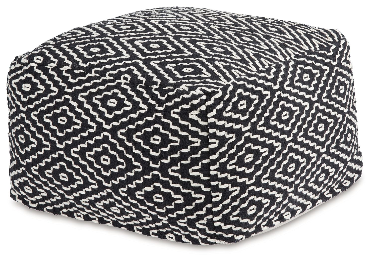 Signature Design by Ashley® Jasett - Black / Ivory - Pouf | Meri Furniture