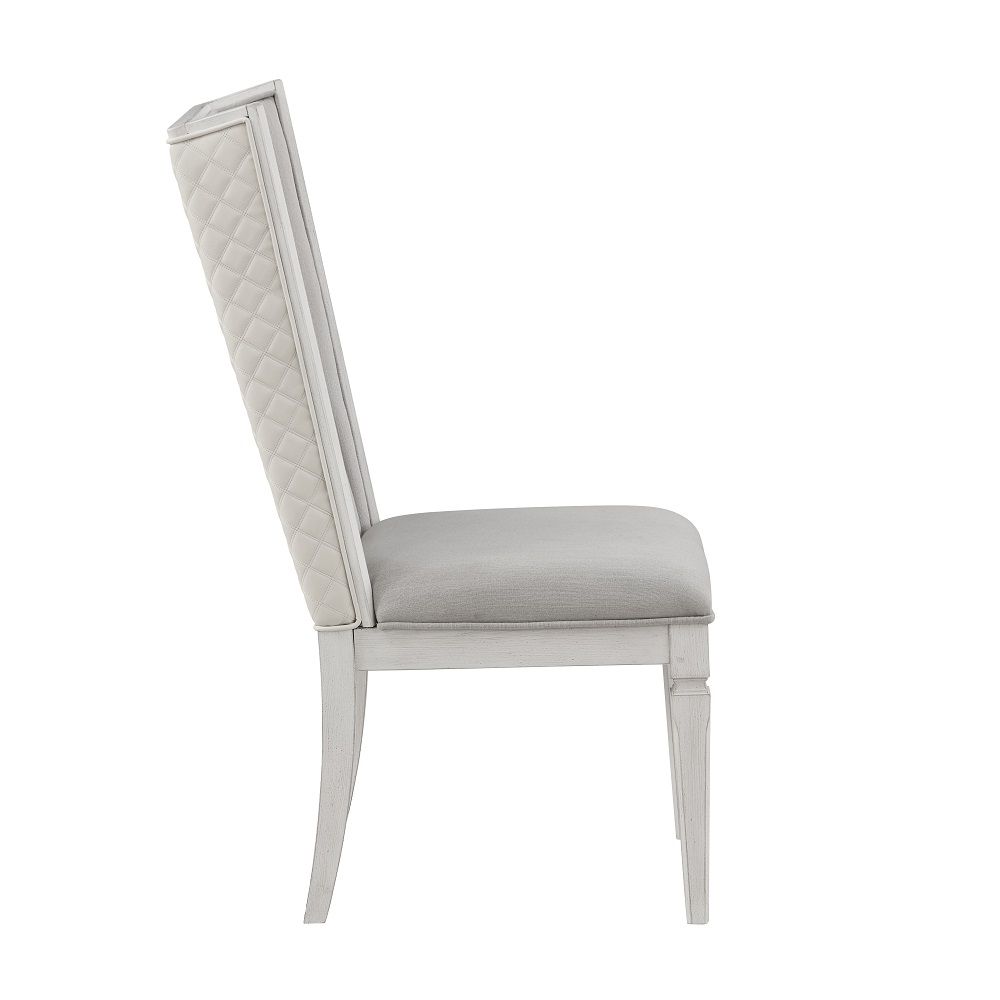 ACME Katia - Hostess Chair (Set of 2) - Light Gray & Weathered White | Meri Furniture