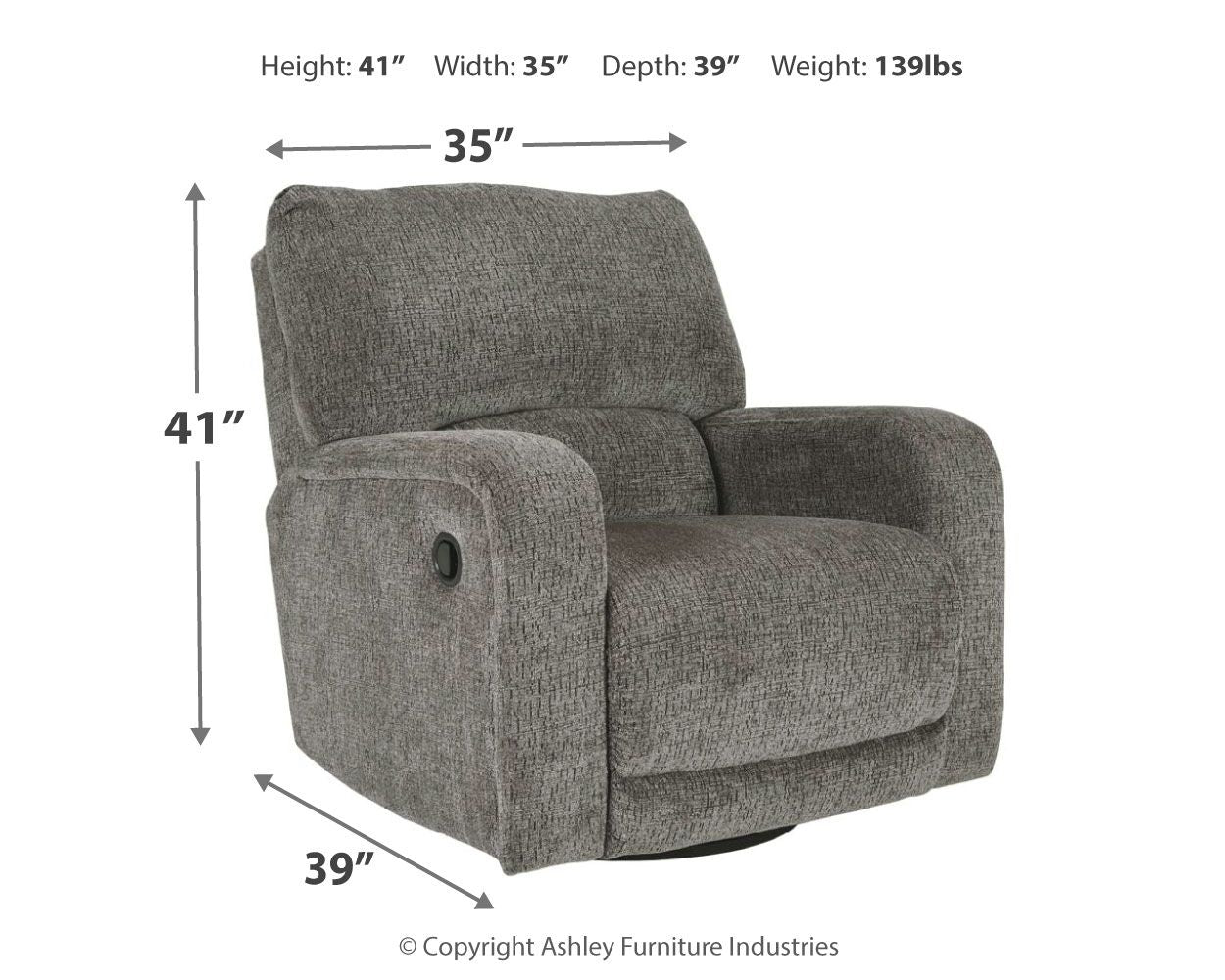 Ashley Furniture Wittlich - Slate - Swivel Glider Recliner | Meri Furniture