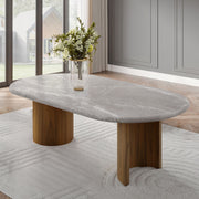 ACME Darcy - Dining Table - Natural Marble Top & Dark Walnut Finish | Meri Furniture