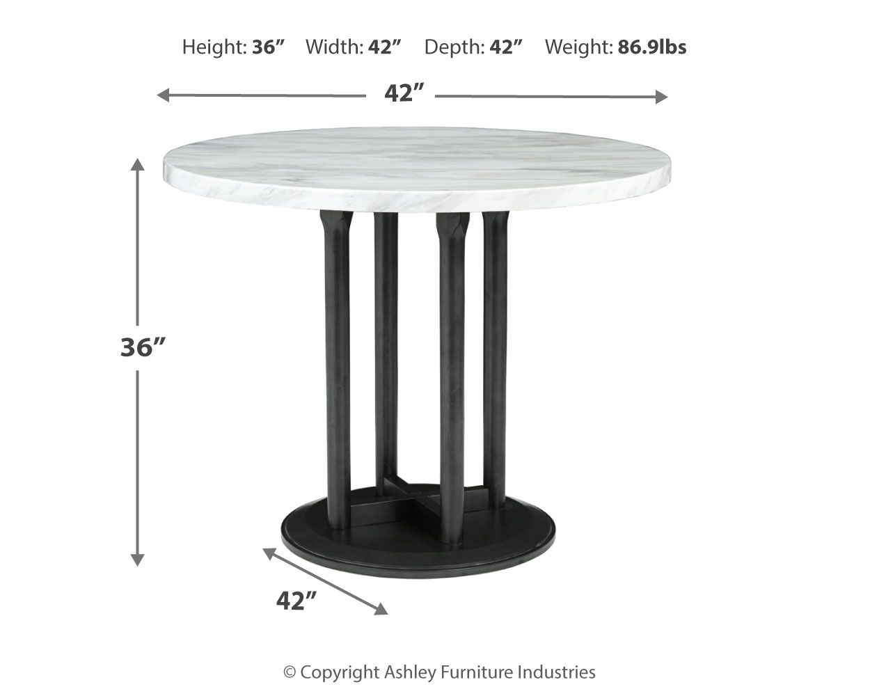 Signature Design by Ashley® Centiar - Black / Gray - Round Dining Room Counter Table | Meri Furniture