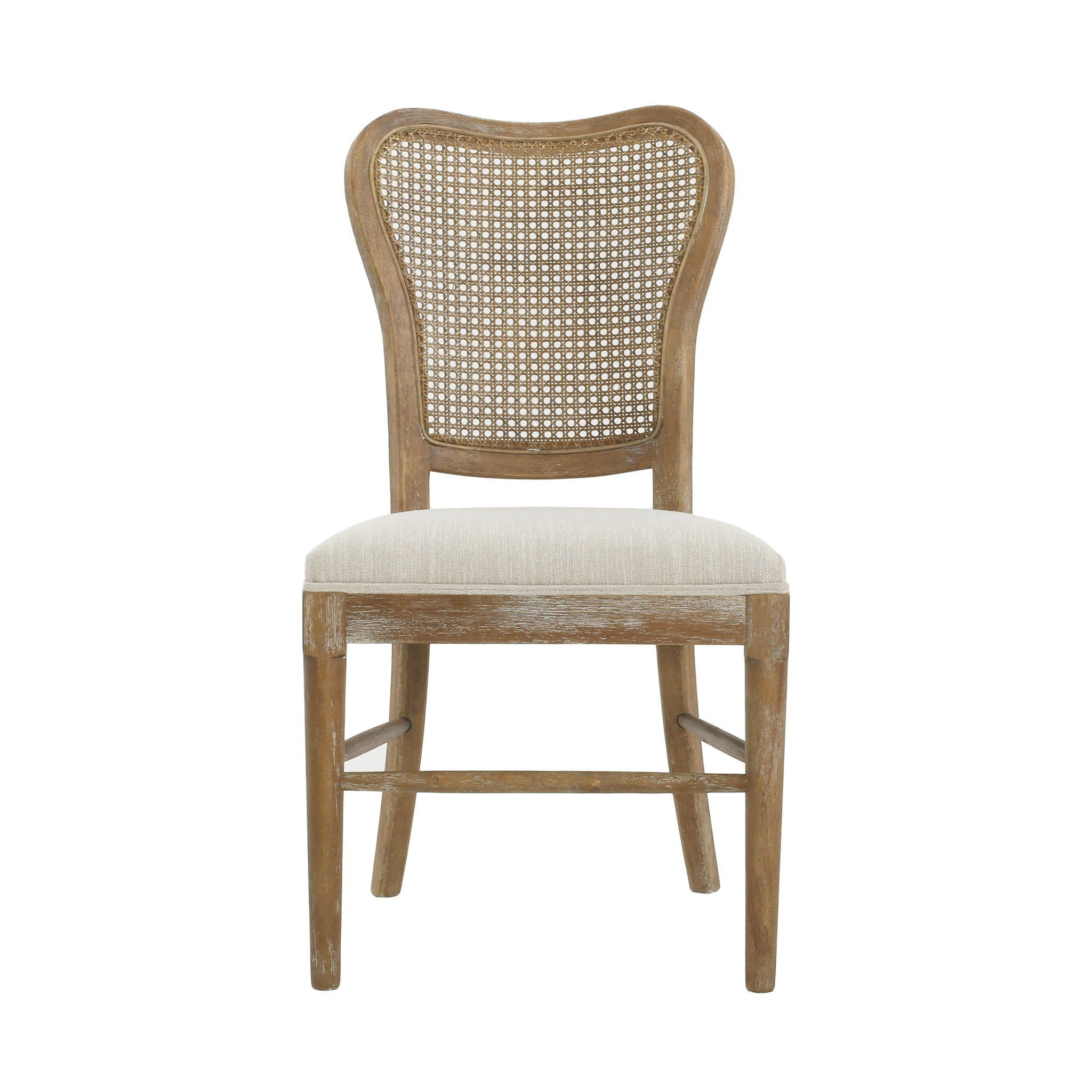 Classic Retro Dining Chair (Set of 2) With Rattan Backrest - Dark Brown / Beige