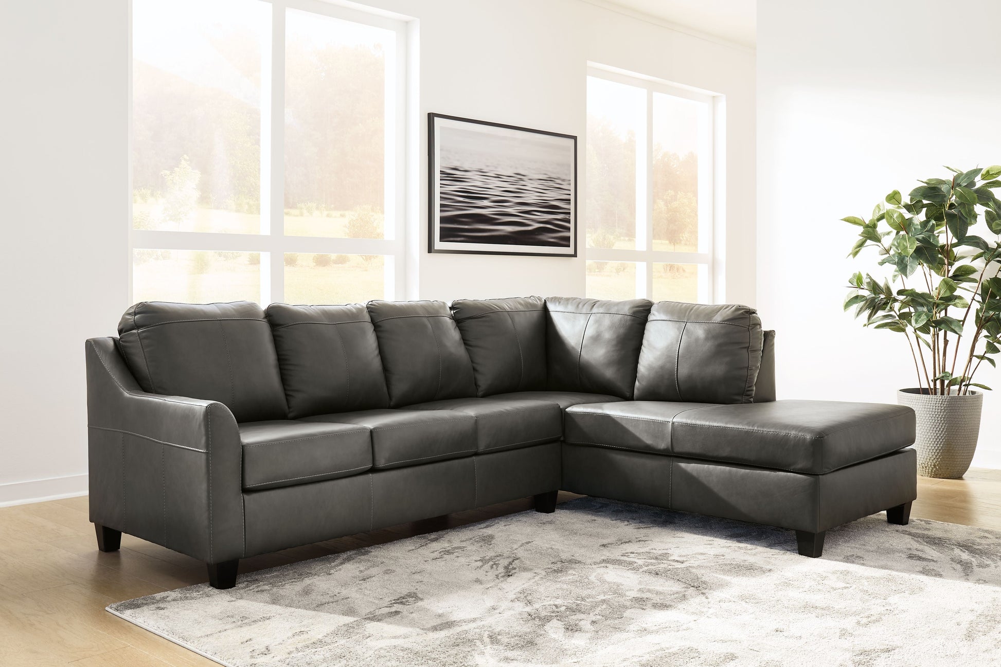 Signature Design by Ashley® Valderno - Fog - 2-Piece Sectional With Raf Corner Chaise | Meri Furniture