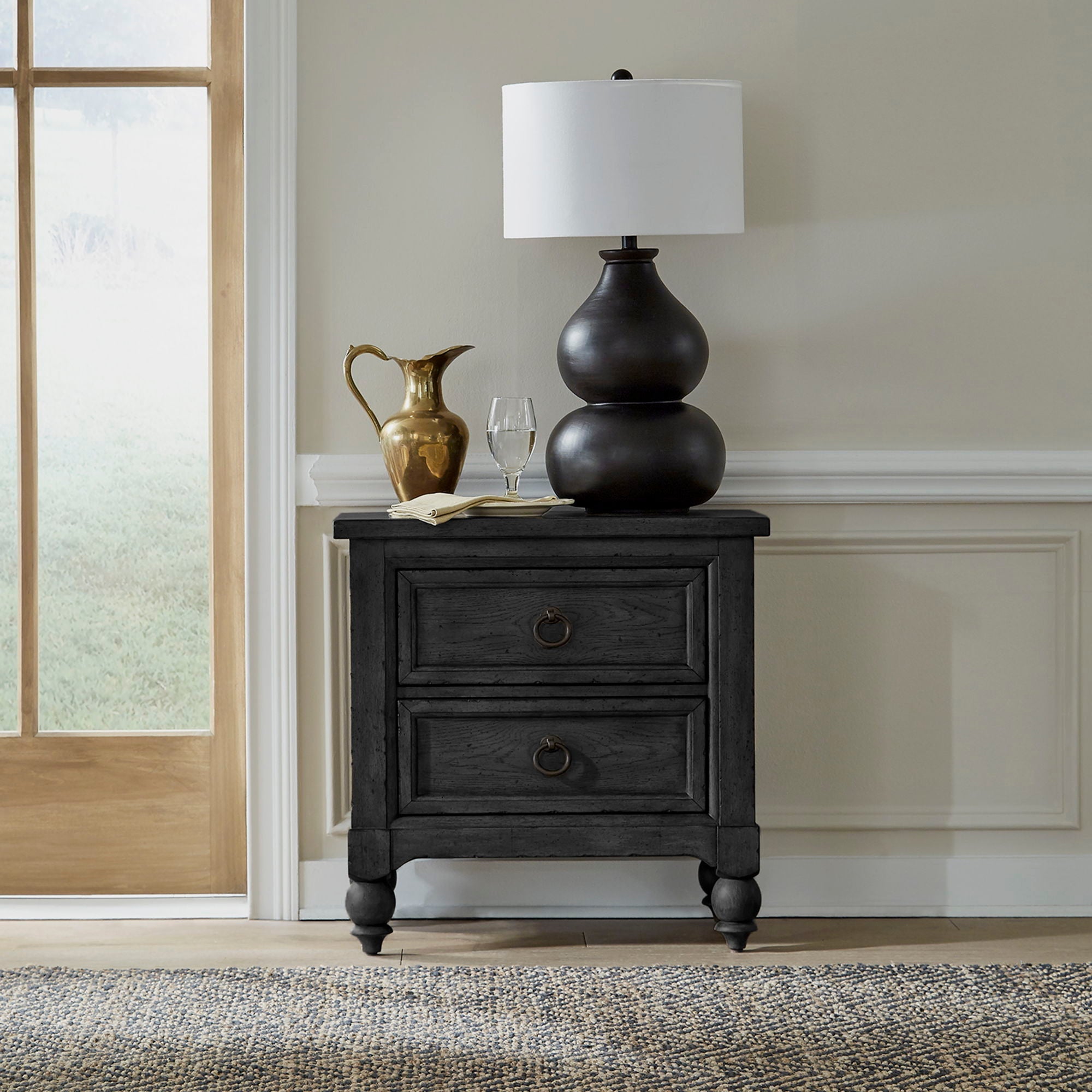 Liberty Furniture Americana Farmhouse - 2 Drawer Night Stand With Charging Station | Meri Furniture