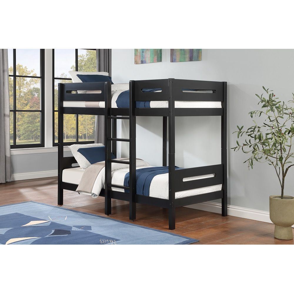 ACME Ekko - Twin Over Twin Bunk Bed - Black | Meri Furniture
