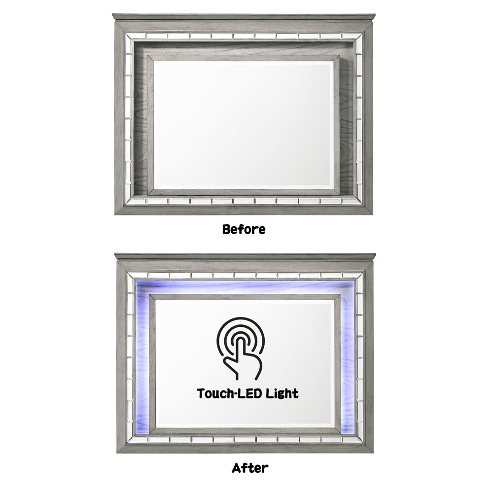 Antares - Mirror With LED - Light Gray Oak