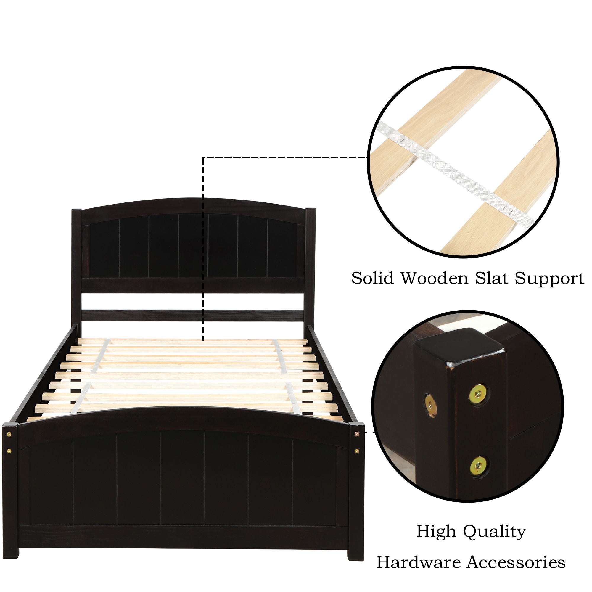 Platform Bed & Headboard, Footboard And Wood Slat Support
