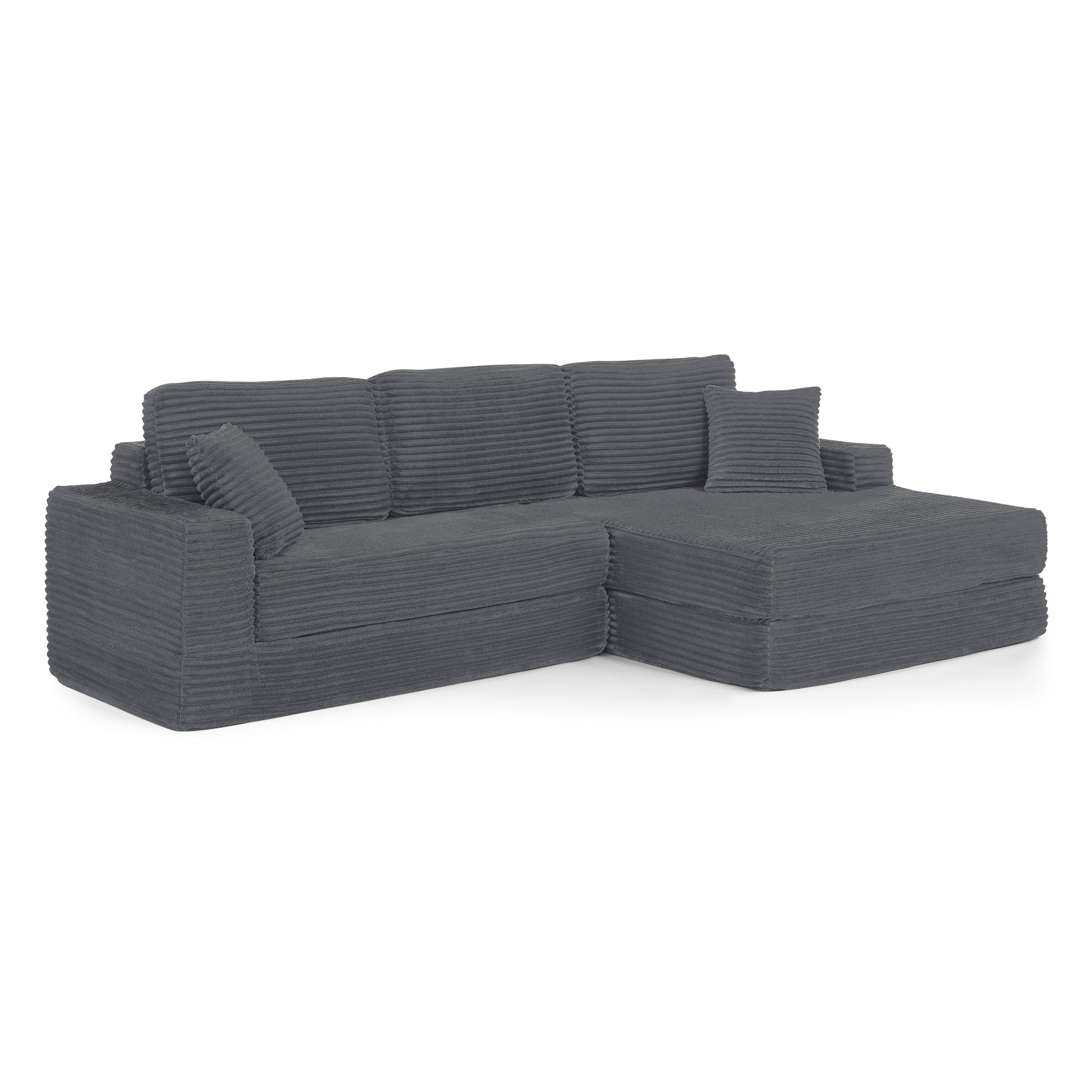 Modern Minimalist L Shape Modular Sectional Sofa, Corduroy Couch