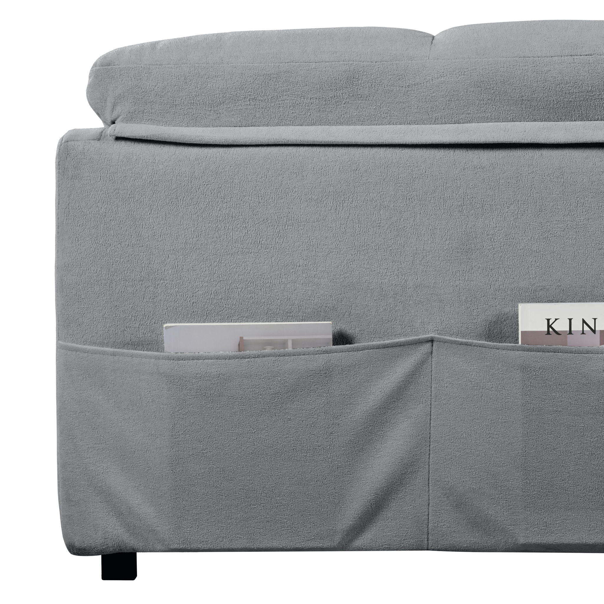 Modern Convertible Sleeper Sofa Bed With Pull-Out Queen Design, Side Storage & Thick Cushions