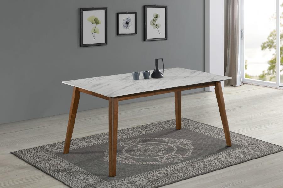 Coaster Fine Furniture Everett - Rectangular Faux Marble Dining Table - White | Meri Furniture