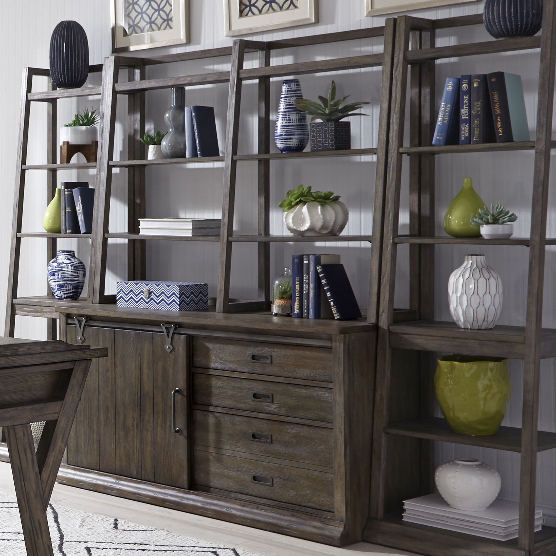 Liberty Furniture Stone Brook - Jr Executive Credenza Set - Dark Brown | Meri Furniture