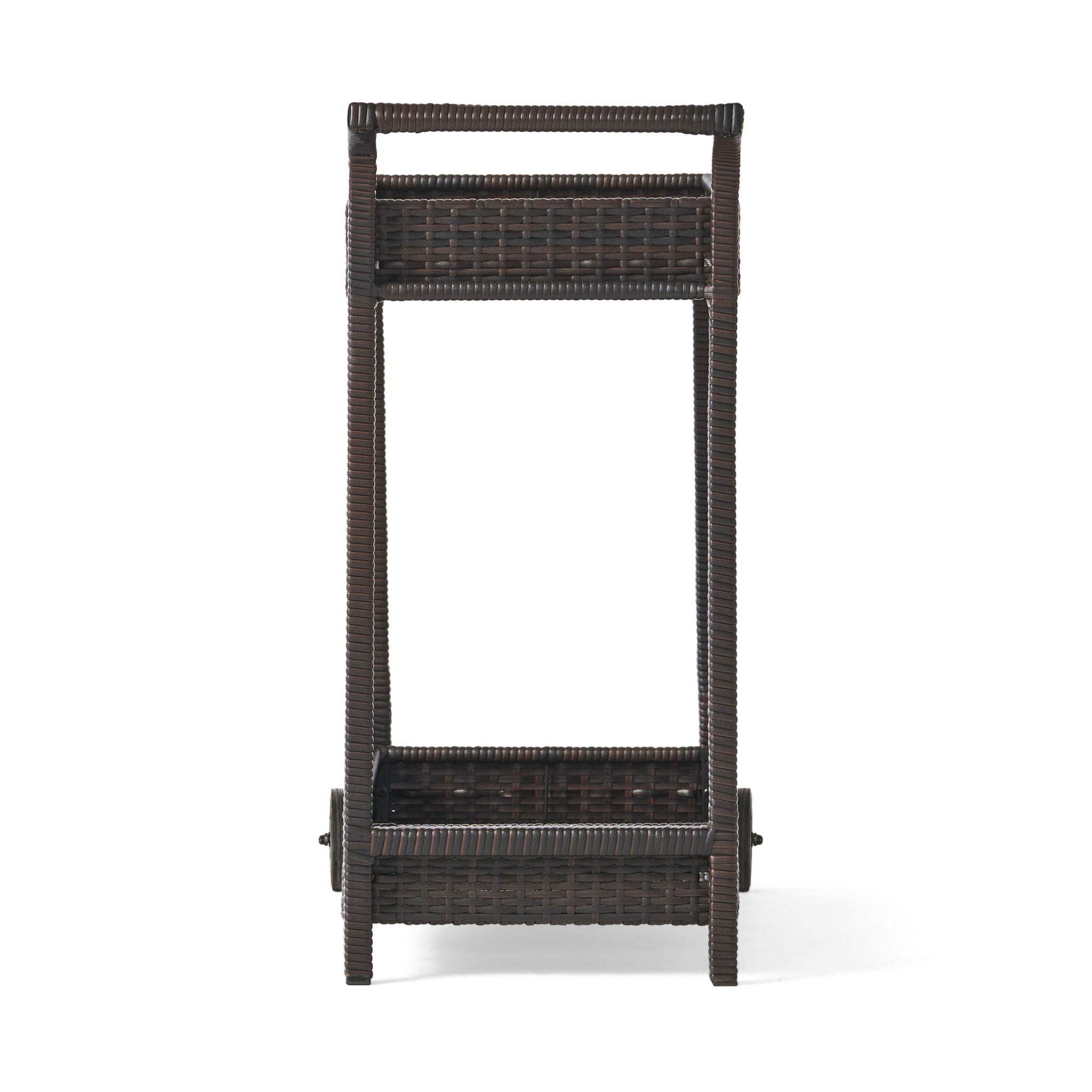 Resin Wicker Bar Cart With Metal Frame - Brown