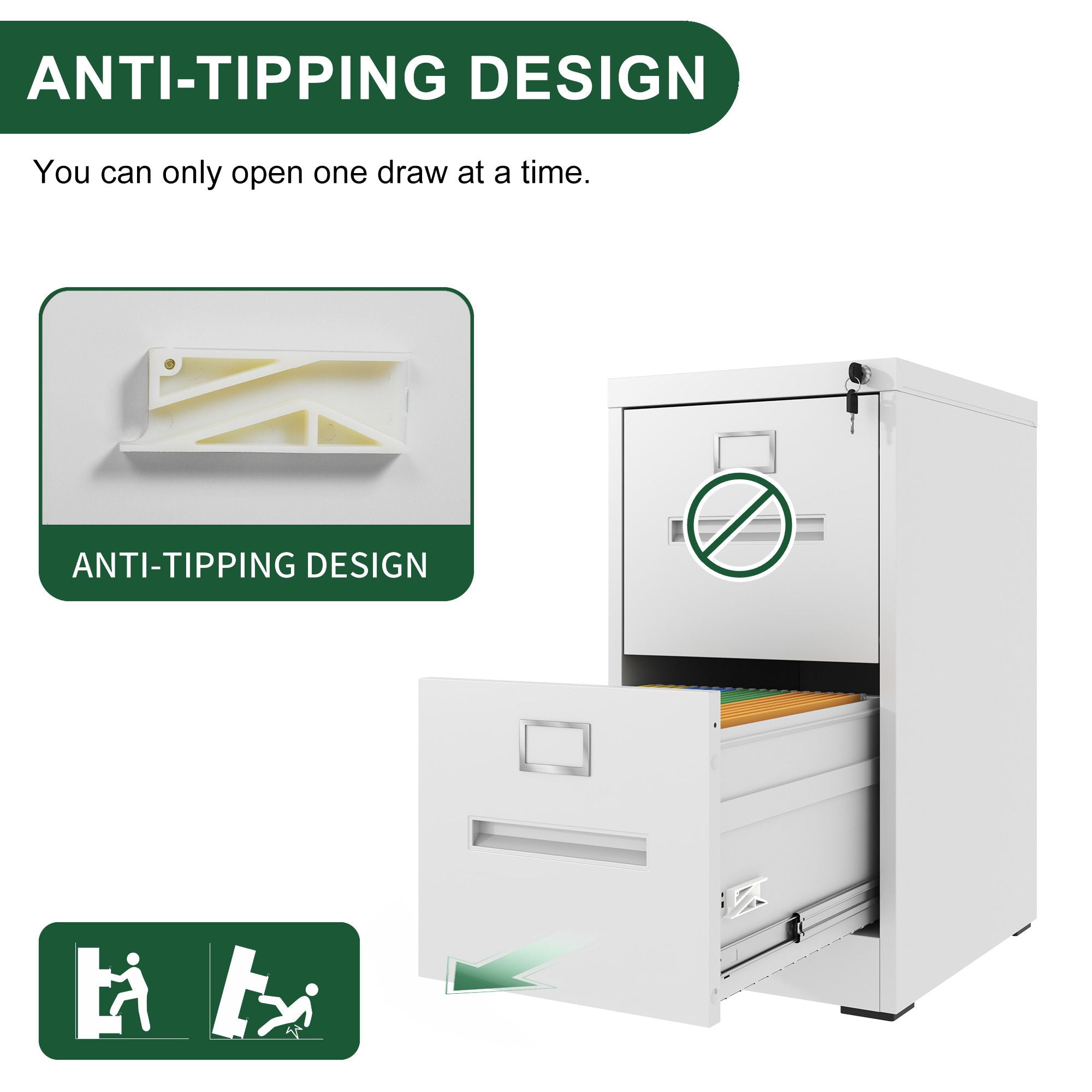 Premium Drawer File Cabinet With Lock, Metal Vertical Design, A4 Legal / Letter Size