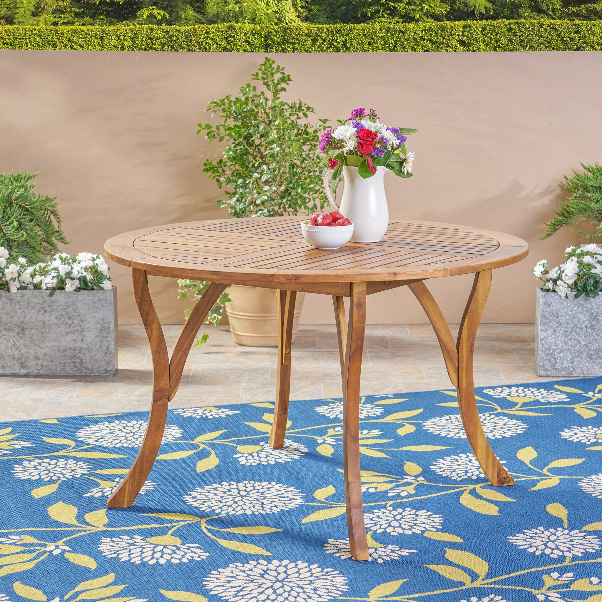 Hermosa - Outdoor Acacia Wood Table Circular Design