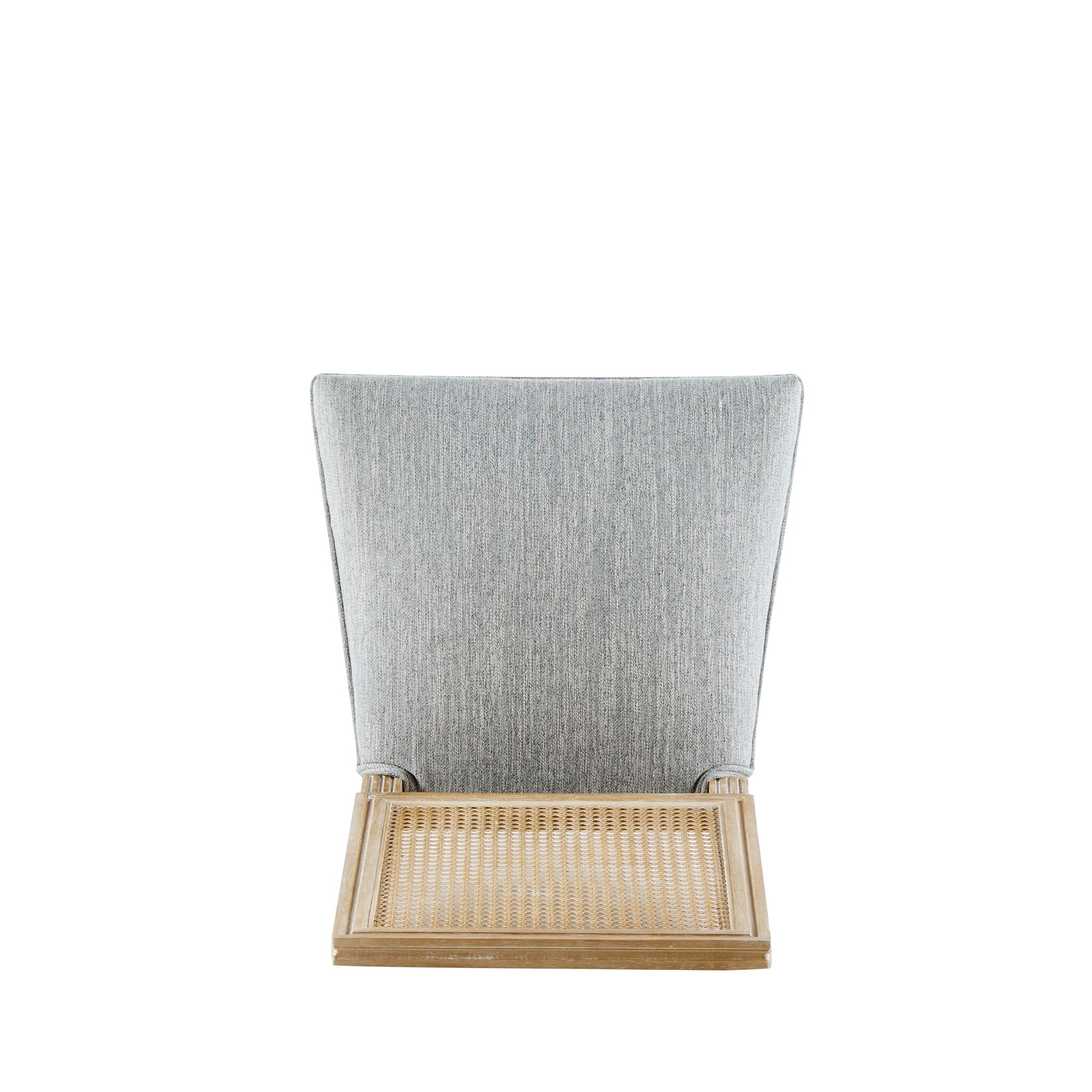 French Country Dining Chair With Rectangular Cane Backrest And Smooth Upholstered Seating