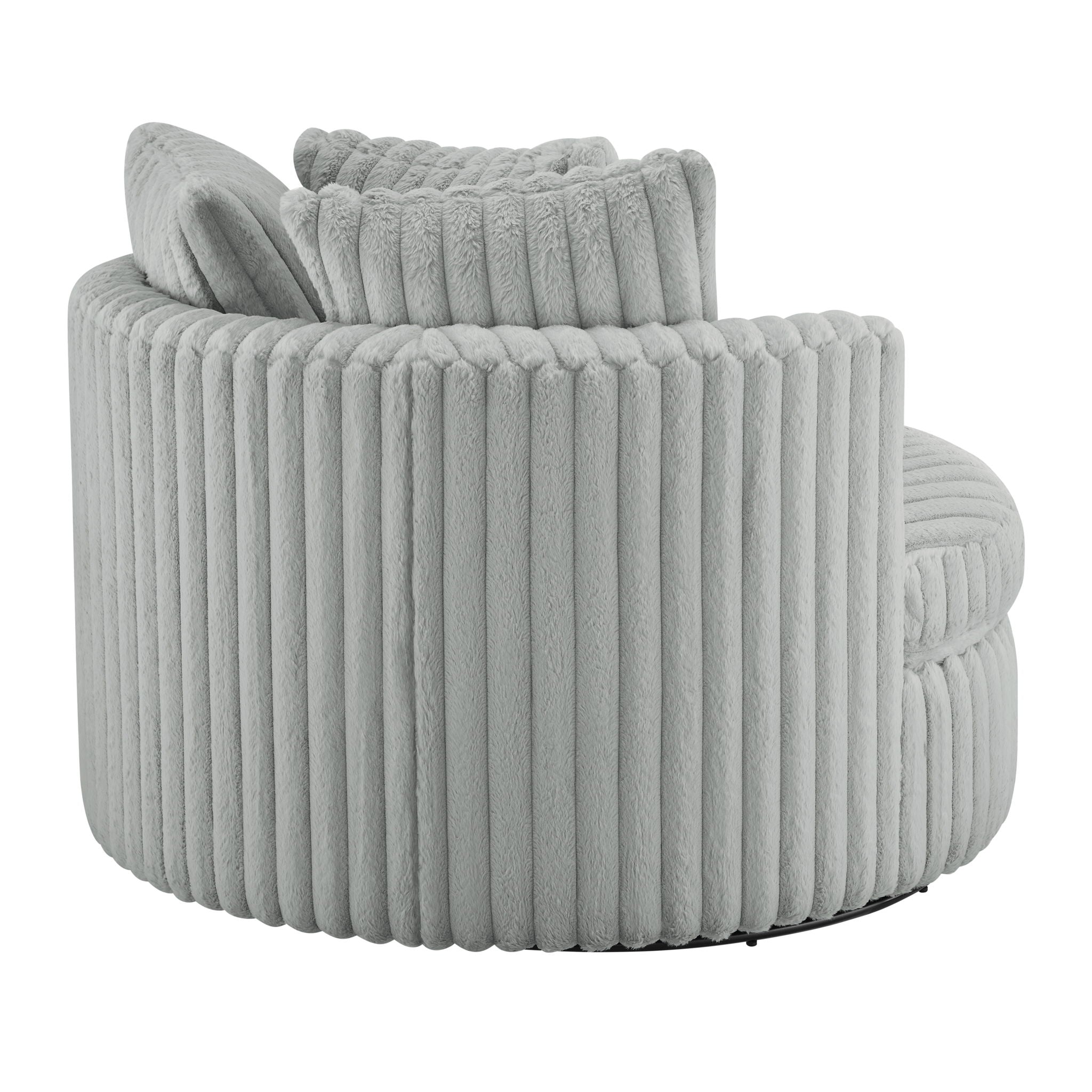 Mindy - Oversized Swivel Barrel Chair - Gray