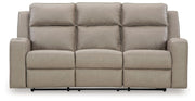 Signature Design by Ashley® Lavenhorne - Pebble - Rec Sofa W/Drop Down Table | Meri Furniture