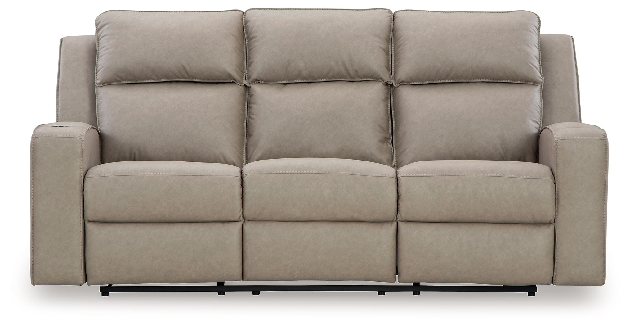 Signature Design by Ashley® Lavenhorne - Pebble - Rec Sofa W/Drop Down Table | Meri Furniture