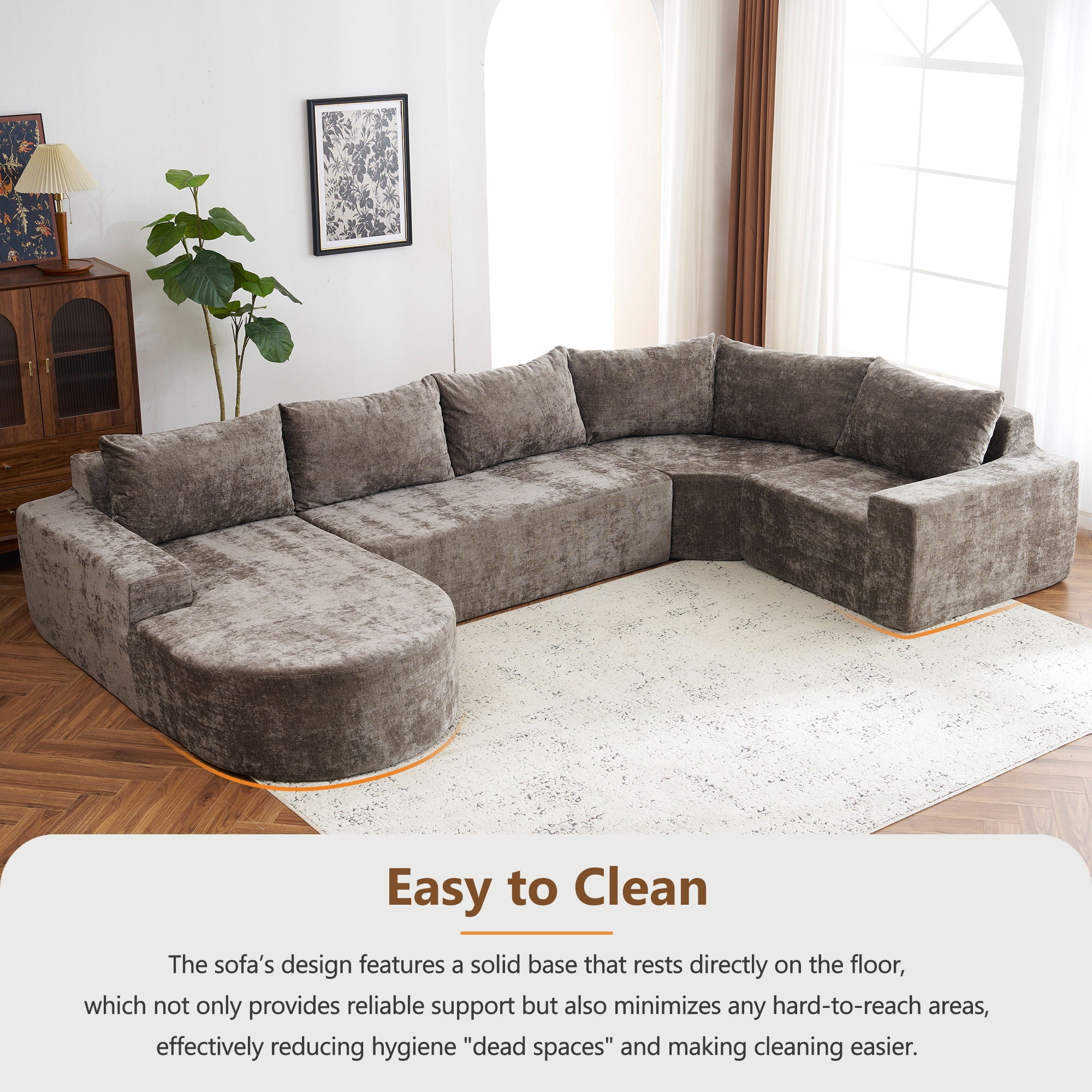 U-Shaped Oversized Modular Cloud Sectional Sofa With Deep Seat For Living Room