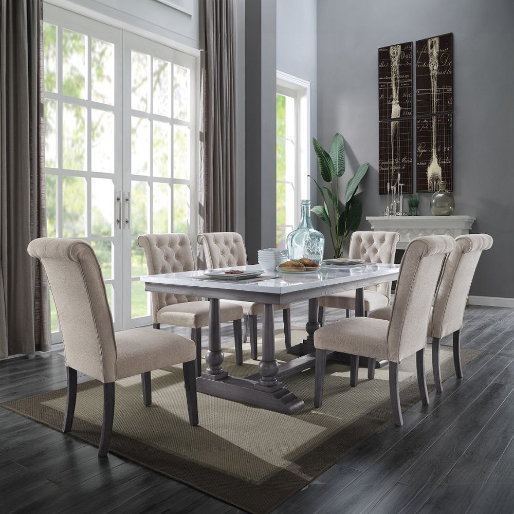 Yabeina - Dining Table - Marble Top Top & Gray Oak