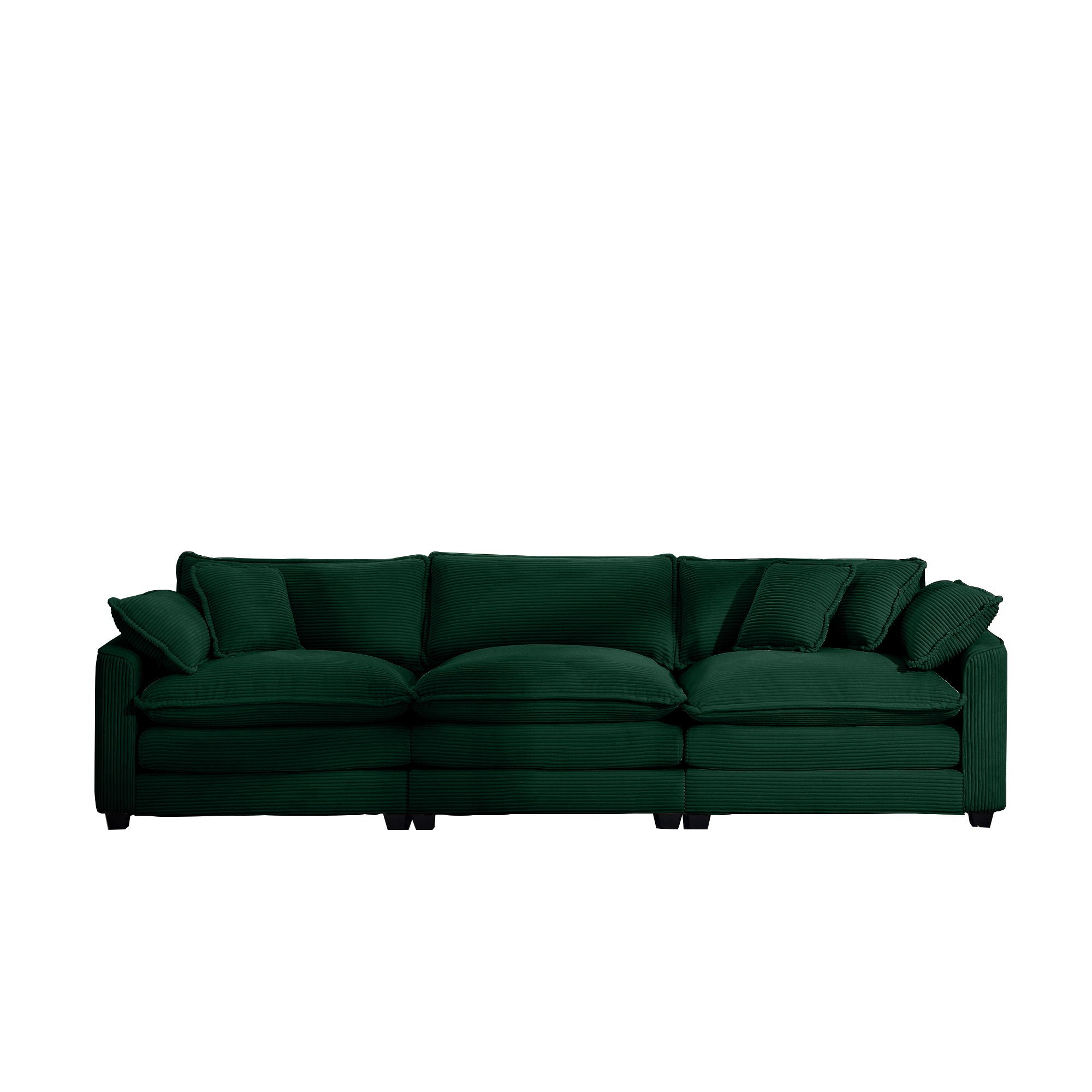 Mid-Century Modern 3 Seater Sectional Sofa With Arm And Throw Pillows