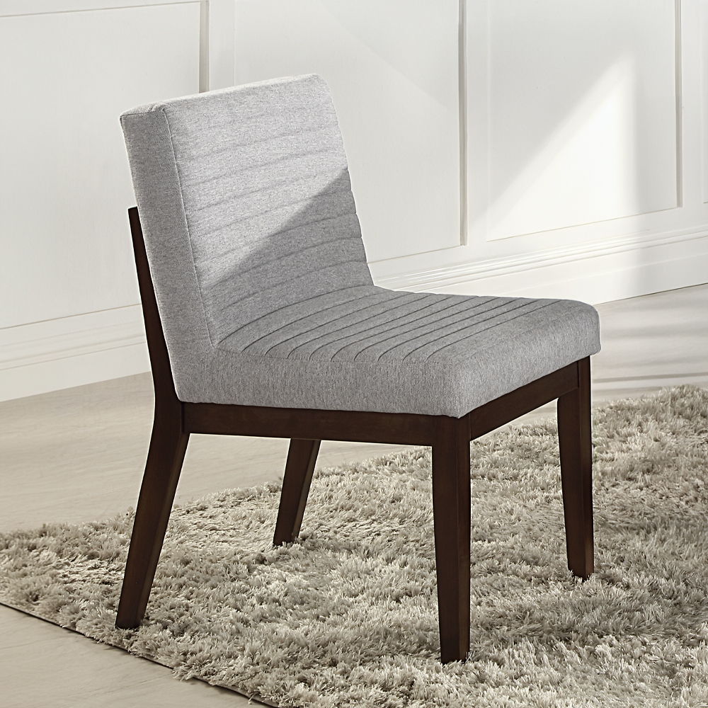 ACME Edwyn - Side Chair (Set of 2) - Gray Fabric & Brown Finish | Meri Furniture